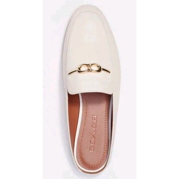 Coach Sienna Slide Loafers Shoes Women's Size 10 Color Chalk Leather Slip On - Picture 1 of 12